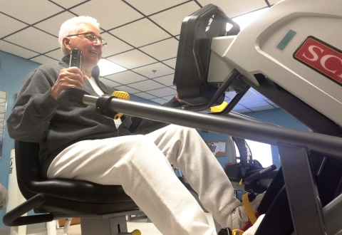 Duffy Violante climbs onto a an exercise cycle, looking at the newly expanded and remodeled physical rehab clinic at VA Hudson Valley Health Care System’s Castle Point campus. His first reaction was a simple one.